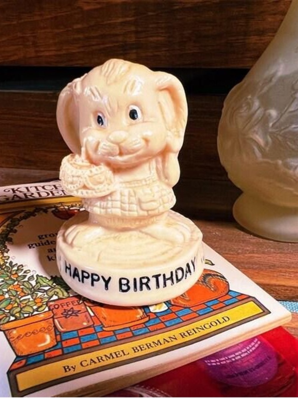 Russ Berrie Cream Bunny Figurine from the 70s a fun gift